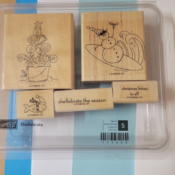Stampin Up - Shellebrate Wooden Block Rubber Stamp Set - Picture 2 of 6
